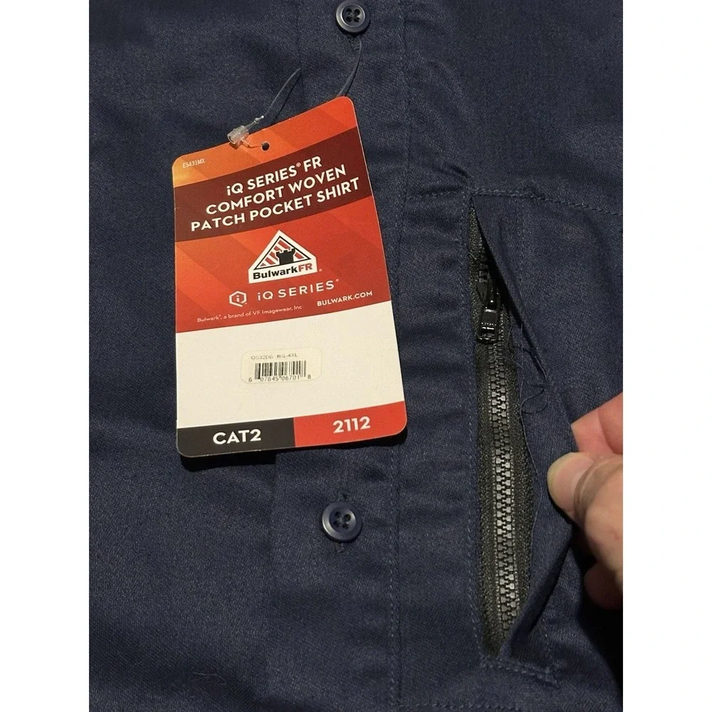 Bulwark iQ Series Comfort Woven Lightweight FR Shirt Men's 4XL Navy CAT2 New NWT